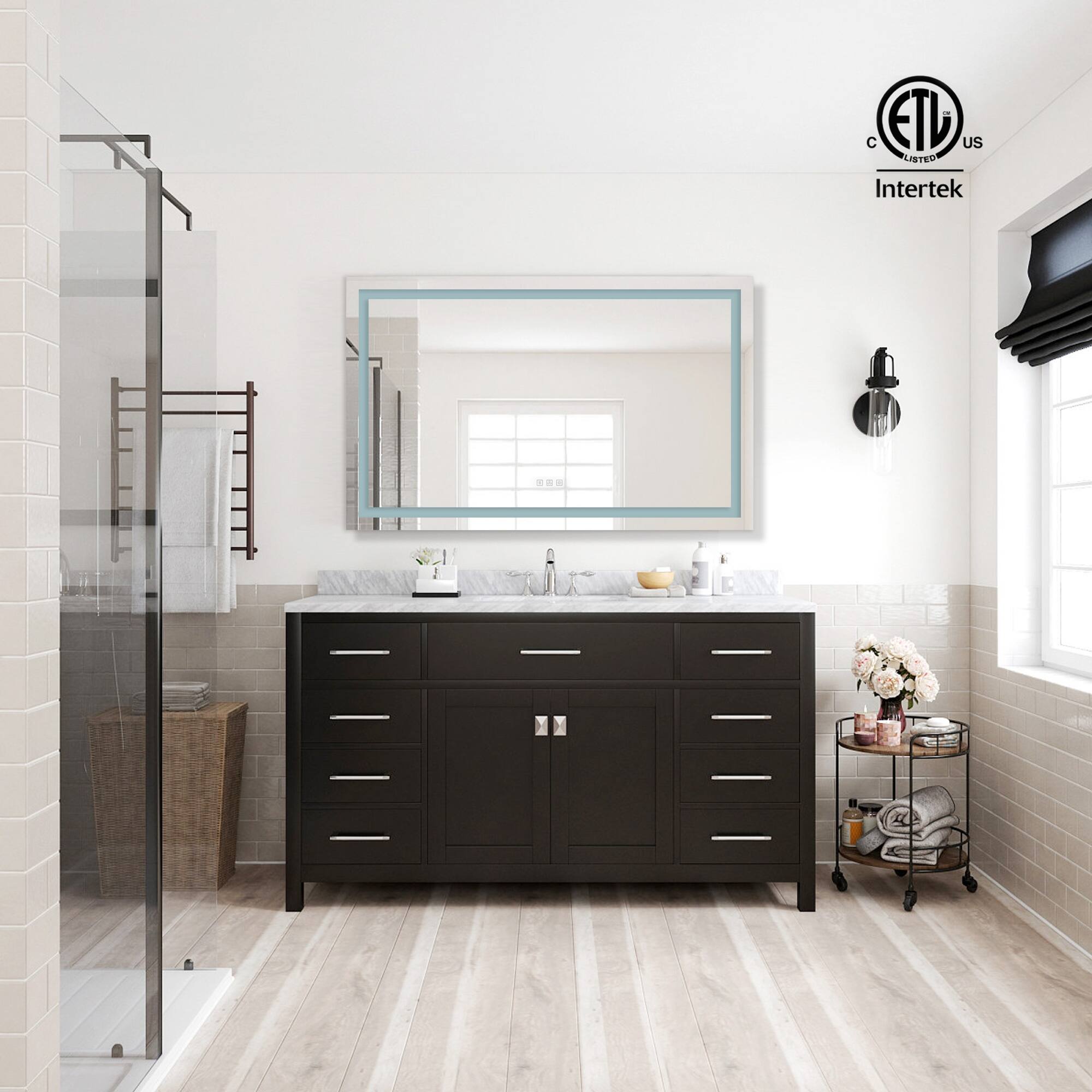 48"x 36" LED Mirror Bathroom Vanity Mirrors with Lights White Bed